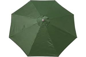 HanOBC Toile de rechange pour parasol d'extérieur à 8 baleines pour jardin, terrasse, cour, plage, piscine, marché (auvent uniquement), vert, 8 stopa