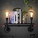 Produktbild Lithx Doppelte Kopf Wand Lampe Retro Industrie Schwarz Metall Wasser Rohr Wandleuchte Steampunk Eisen Wand Sconce Cafe Wohnzimmer Bar Wanddekoration Regal Lagerung Rack