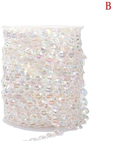 Say Hello Acrylic Plastic Crystal Clear Iridescent Beads String for Wedding Chandelier Curtains for Decoration, 99 FT/30 Meters (Iridescent)