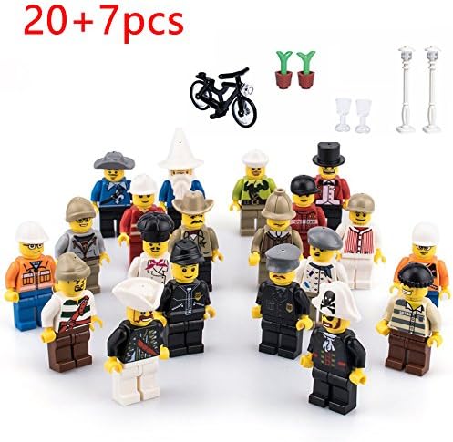 Minifigures Set of 20+7 Includes Building Bricks Community People from Different Industries Complete with Tools Lego-Compatible
