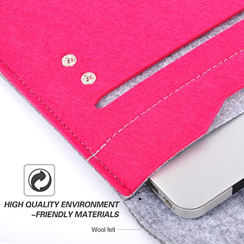 YESSBON 13,3 Zoll Macbook Air/Pro Retina Schönem Filz Sleeve Filztasche Hülle Ultrabook Laptop Tasche Notebook-Taschen Speziell für 13,3 Apple Macbook Pro Retina und Macbook Air Zoll Entworfen ( Grau Rose Rot ) - 6