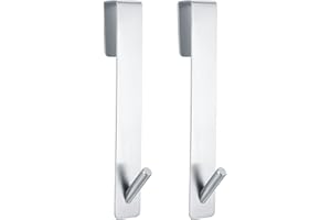 HAEPXYBY 2 Piezas Ganchos de Ducha de Puerta, Ganchos Colgador Toallero para Puerta de Ducha, Percheros para Toallas de Acero Inoxidable, Colgador para Puerta de Vidrio sin Marco de Baño, Sin Taladro