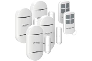 LACORAMO Türalarm und Fensteralarm MIT 2 Fernbedienungen -130 Db Sirene,Drahtlose Home Security Alarmanlage Magnetsensor - Alarmmodus Oder Benachrichtigungsmodus (4 Alarm 2 Fernbedienungen)