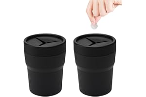 HENGBIRD Juego de 2 Papeleras Coche con Tapa – Mini Cubo Basura Coche Compacto para Portavasos, Impermeable, Fácil de Limpiar, Caja Almacenamiento Práctica, Accesorios Interiores Coche Negro