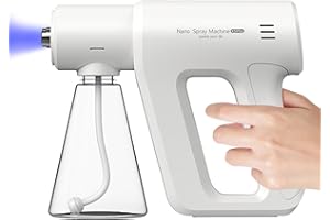 Pistolet désinfection électrique, Bouteille pulvérisation, atomiseur Nano-Brouillard Alcool, Machine Brouillard intérieur/extérieur, Rechargeable, pulvérisateur ULV Vapeur Nano, lumière Bleue-atomize