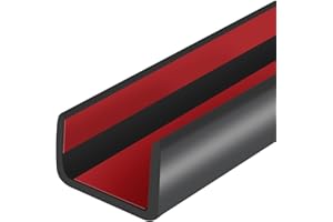 PROTALWELL U Shaped Edge Banding, Self-Adhesive Flexible Rubber Edge Trim, Protector for Plywood, Shelf, Cabinet Door, EPDM Material, Size 16mm, Fit 15-17mm Thick Edge, Black