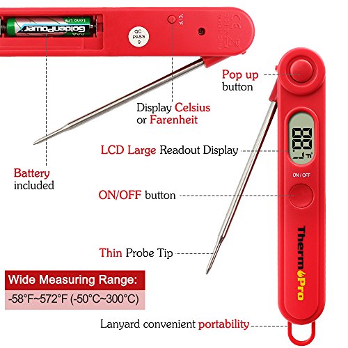 ThermoPro TP03A Instant Read Küchenthermometer Bratenthermometer, Klappbar - 3