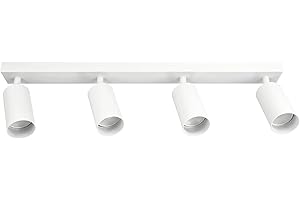 EDO Lampada Faretti da Soffitto Orientabili MALGA GU10 Bianco, Faretti 4 Luce, Faretto da Parete Interno per Barra, Lampadario Moderna Plafoniera per Camera da Letto Cucina Soggiorno, Senza Lampadina