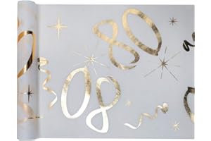 WOOOOZY Tischläufer 80. Geburtstag Metallic, 5m x 30cm