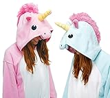 Einhorn Pyjamas Kostüm Jumpsuit Tier Schlafanzug Erwachsene Unisex Fasching Cosplay Karneval - 