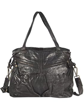 Rialto - Vintage Leder Henkeltasche Satchel Bag Used-Look Beutelform MEDITERRAN URBAN BAG Damen Handtaschen Schultertaschen...