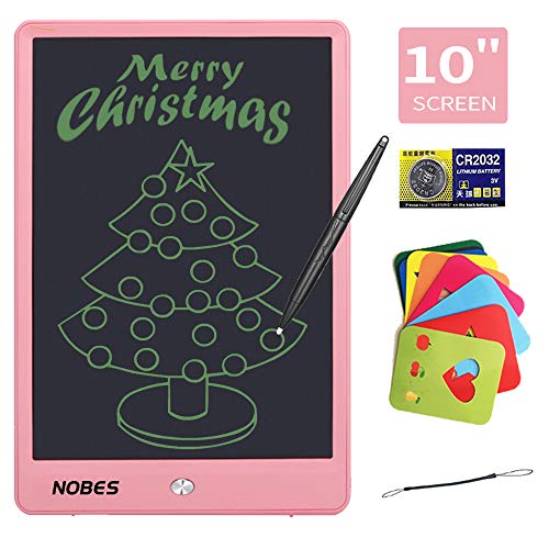 NOBES Tavoletta LCD da Disegno 10 Pollici Tavoletta Grafica LCD Scrittura con Penna Ewriter, Lavagna Tavolo da Disegno Cancellabile Magica per Bambini,Progettista,Studenti,Famiglia (Rosa)