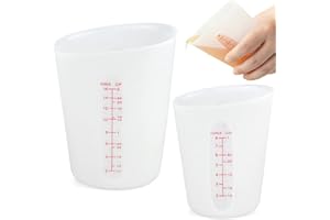 CHENEVER 2 Misurini in Silicone Caraffe, 250 Ml/500 Ml Misurini in Resina Epossidica con Scala Trasparente, per Stampi per Colata in Resina Epossidica, Fai da Te, Artigianato, Laboratorio, Cucina