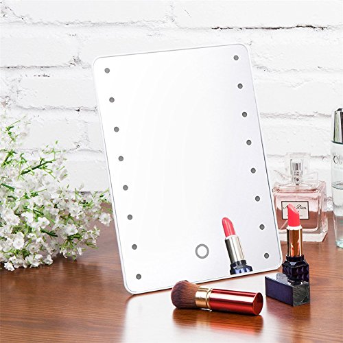 eBasic Beauty Make-up-Spiegel mit 16 LED Beleuchtung Dimmbar durch Touch-Schalter Ultra-High Definition Falterbar Standspiegel Profi Kosmetikspiegel Schminkspiegel Tischspiegel Batteriebetrieben - 8