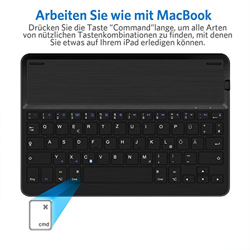Inateck 68-BK2001NEW1-DE Ultra-thin Deutsche Bluetooth Tastatur, Keyboard Case für Apple iPad Air 2/pro 9.7, Smart cover mit automatischer Wake/sleep Funktion und Multi-Angle Ständer schwarz - 5