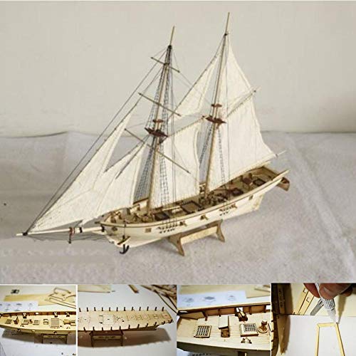 Pawaca DIY Kit Modellino Nave da Costruire Legno, Modellino Barca a Vela da Costruire Decorazione, Modellino Navi in Legno Regalo Giocattolo per Bambini e Adulti - 1: 130 [ 300x400mm ]