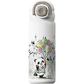 Vagonlife Diller 600ml Sevimli Hayvanlar Desenli Pipetli/Pipetsiz El Askılı Paslanmaz &Ccedil;elik Termos (Panda)