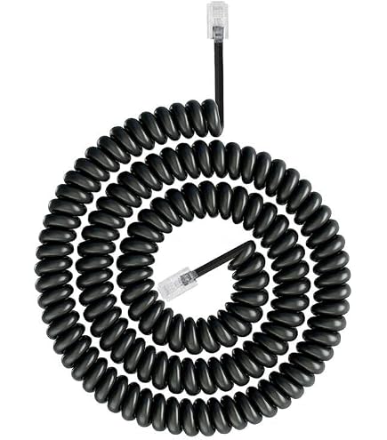 Câble Téléphonique RJ10 Enroulé En Spirale – 5 M Noir – Pour Combiné Téléphone, Fax – Ressort Souple, Connexion Dorée