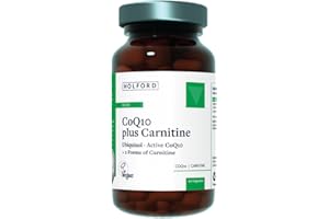 Patrick HOLFORD COQ10 Plus Carnitine / COQ10 Supplement/for Energy & Heart Health Support / 3 Nutrients/Active Ubiquinol/Enhanced Absorption – Fast Action / 60 Capsules/Vegan/for Women & Men