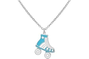 Dreamtimes Collar con colgante de patinaje sobre ruedas, collar colorido de acero inoxidable, colgante deportivo, joyería inspiradora, regalo para mujeres amantes del patinaje