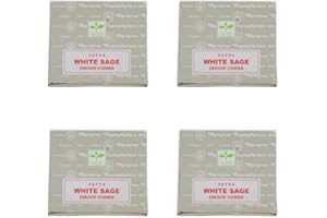 Satya White Sage Dhoop Cones, 12 Cones x 4 Packs, for Meditation, Yoga, Relaxation, Healing By Rushant