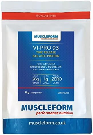 Muscleform Vi-Pro 93 'Time Release' 93% Protein Isolate Blend 1kg Reseable Pouch - Fast Delivery - Unflavoured | Free Express Delivery