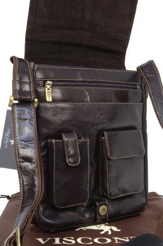 Organizer-Umh  ngetasche aus Leder von Visconti  18410  - Mokka Bruan - GR    E  B  25 H  30 T  7 cm