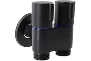 AIDNTBEO Toilet para Partner Válvula de ángulo de tres vías 1 en 2 salidas, interruptor de doble control, válvula de desviación de agua para fregadero de cocina, color negro