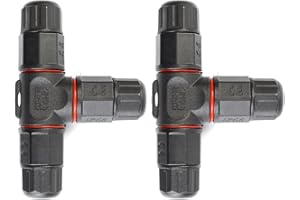 VEUWOLM Kabelverbinder Wasserdicht IP68, 2 Stück T-Form Verteilerdose Klemmdose Kabelverbinder Wasserdicht 3-polig Erdkabel Verbindungsmuffe für Ø5-10 mm Kabeldurchmesser