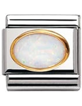Nomination Composable Classic EDELSTEINE OVAL aus Edelstahl und 18K-Gold (OPAL WEISS) 030502