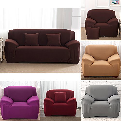 Stretch Sofahusse Sofabezug Sesselbezug Sofaüberwurf Armchair Cover für 1/2 Sitzer LianLe (2 Sitzer 145-185cm, Kaffee)