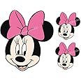 Edible Pink Bow Minnie Mouse FACE & 2 Smaller Faces Girls Uncut Icing Cake Topper