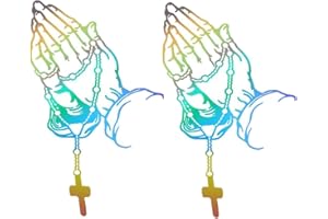 MLEHN 2 Unids/Set Manos Rezando Perla Jesús Etiqueta Engomada del Coche, Rosario Personalizado Etiqueta Engomada del Coche, Impermeable Cristo Calcomanías Adhesivas Laptop Motocicleta Puerta Decoración