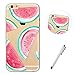 Produktbild iphone 6 plus Hülle,iphone 6S plus Hülle Lanpangzi Schick Ornament Fall Ultra Weich Superleicht TPU Silikon Crystal Schale Stoßfest Bumper - Halbrunde Wassermelone + Metall Berühren Stift