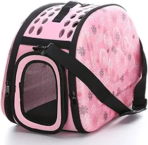 Jainsons Pet Products Foldable Pet Dog Cat Carrier Bag - Portable Pet Carrier Outdoor Shoulder Bag for Puppy Kitty Small Medium Animal Bunny Ferrets Transport Carry Bags Designed for Travel (Pink)