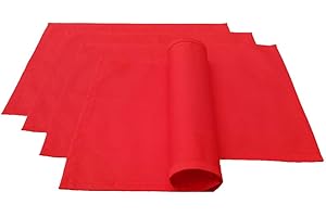 Lemos Home - Set di tovagliette da tavola, 4 pezzi, circa 46 x 36 cm in cotone (rosso)