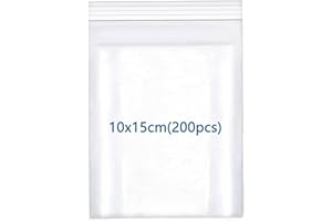 huruirui Ziplock Bags, 10 x 15 cm / 160 μm, Pack of 200 Zip Bags, Resealable Transparent Plastic Bags, Small Sealing Bag, Zip Bag Set, Small Ziplock Bags, Waterproof