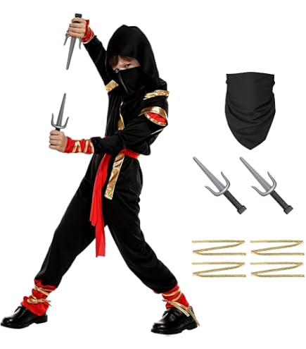 Rubies - Costume Ninja Per Bambini (7-8 Anni, 122-128 Cm) - Carnevale