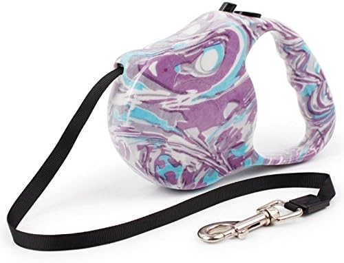 5M Automatic Retractable Leashes Nylon Pet Leash Multicolor Pattern Dog Leashes Walking Dog Leads (purple & blue & white)