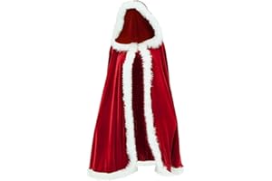 Aisoway Costumes De Noël Cape Multi Utilisation De Noël Cardigan De Luxe Flanelle Cape À Capuche pour Holiday Party (Rouge)