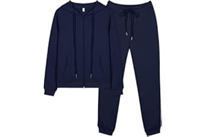REORIA Women Zip Up Hoodie and Slim Long Pants Warm Cotton Lounge Wear Sets Two Piece Outfit Thick Long Sleeve Tracksuits Full Set Co Ord Sets With Pockets