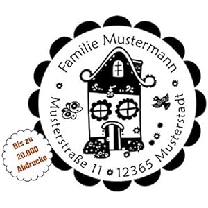 Stempel personalisiert rund mit Motiv Altes Haus 40 mm