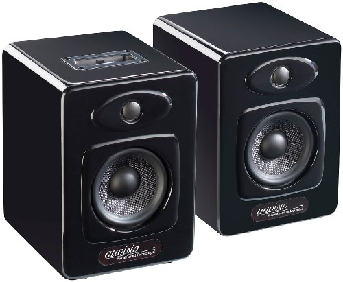 auvisio Funklautsprecher-Docks: Design-Stereo-Lautsprecher mit Dock fÃ¼r iPod/iPhone 4/4s, black, 100 W (Lautsprecherboxen fÃ¼r zu Hause)