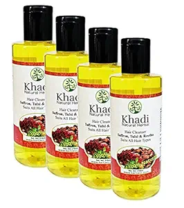 Khadi Herbal Saffron Tulsi & Reetha Shampoo, 210 ml Pack of 4