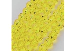 Perlin Cuentas de cristal checas redondas de Bohemia de 4 mm, circonitas, 90 unidades, para enhebrar (amarillo)