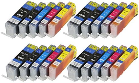 20 Printer Cartridges for Canon PGI550XL CLI551XL MIT Chip and Fill Level Display for Canon Pixma IP7200, IP7250, MG5400, MG5500, MG5550, MG5600, MG5650, MG5655 Compatible To PGI550BK, CLI551BK, CLI551C, CLI551M, CLI551Y