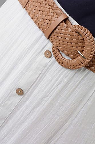 Just Elegance Crinkle Skirt with Button Placket &amp; Belt, White, M