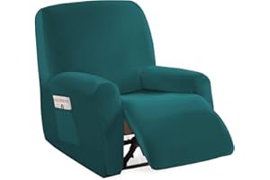 LiveGo 4 PCS Recliner Chair Covers, Stretchable and Fashionable Wingback Sofa Covers, Armchair Slipcover with Elastic Side Pockets, Reclining Chair for Living Room, Bedroom and Office