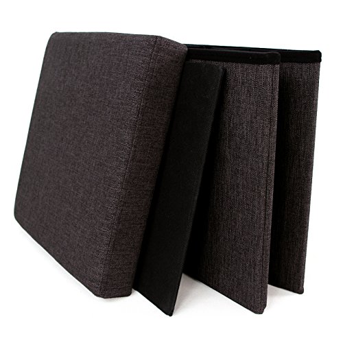 Songmics LSF27K Faltbarer Fußbank Aufbewahrungsbox belastbar bis 300 kg, Stoff, kaffeefarbe, 38 x 38 x 38 cm - 6