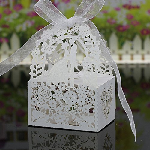 50pcs Lieben Herz Für Band Geschenk Boxen Schachtel Verpackung Hochzeit Partei Dekor – Weiß, L - 2